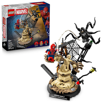 LEGO | Marvel Epic Battle: Spider-Man vs. Sandman - Superhero Toy w/ 3 Minifigures incl. Venom, and a Construction Site - Gift for 9+ Year Old Boys & Movie Fans - 76334