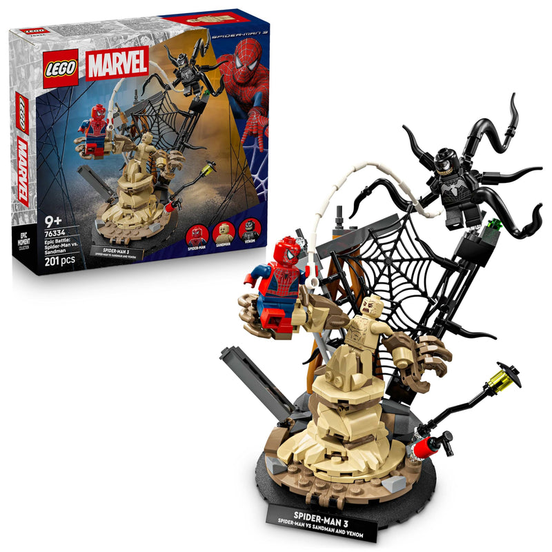 LEGO | Marvel Epic Battle: Spider-Man vs. Sandman - Superhero Toy w/ 3 Minifigures incl. Venom, and a Construction Site - Gift for 9+ Year Old Boys & Movie Fans - 76334