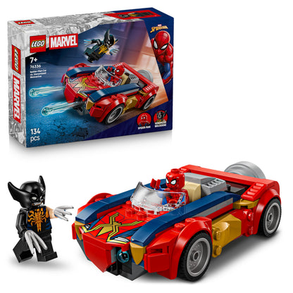 LEGO | Marvel Spider-Man Car vs. Venomized Wolverine - Superhero Toy w/a Car Model, 2 Minifigures & 2 Spring Shooters - Gift for 7+ Year Old Boys & Fans - 76336