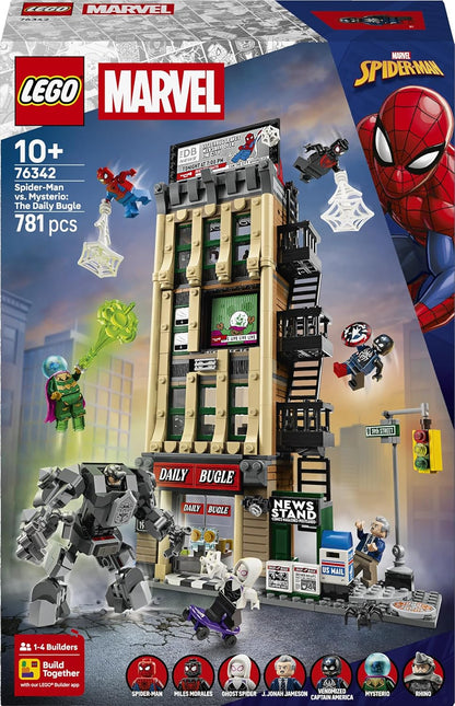 LEGO | Marvel Spider-Man vs. Mysterio: The Daily Bugle Building - Superhero Toy w/a Mech Action Figure & 7 Minifigures - Birthday Gift for 10+ Year Old Boys & Movie Fans - 76342