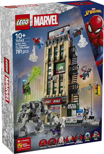 LEGO | Marvel Spider-Man vs. Mysterio: The Daily Bugle Building - Superhero Toy w/a Mech Action Figure & 7 Minifigures - Birthday Gift for 10+ Year Old Boys & Movie Fans - 76342