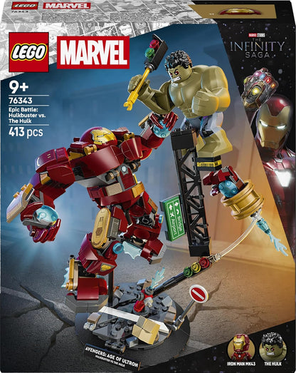 LEGO | Marvel Epic Battle: Hulkbuster vs. The Hulk - Superhero Toy w/ 2 Action Figures & Iron Man Minifigure - Avengers Gift for 9+ Year Old Boys & Fans - 76343
