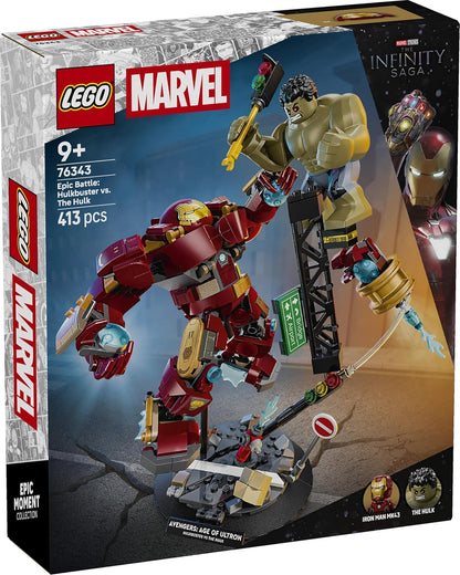 LEGO | Marvel Epic Battle: Hulkbuster vs. The Hulk - Superhero Toy w/ 2 Action Figures & Iron Man Minifigure - Avengers Gift for 9+ Year Old Boys & Fans - 76343