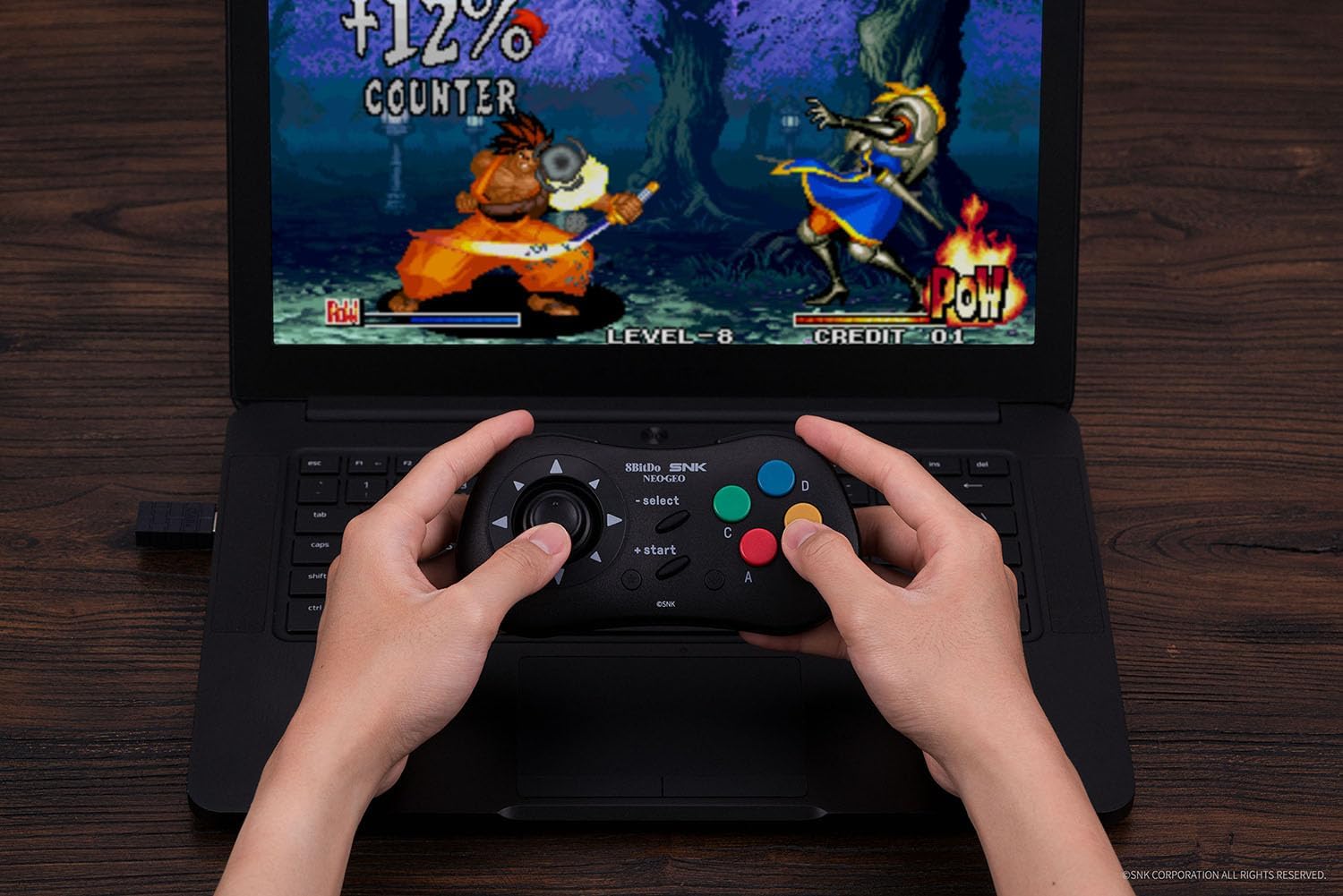 8Bitdo Kyo Kusanagi Style SNK Neo Geo CD Bluetooth Controller, Compatible with Windows PC, Android and Neo Geo Mini