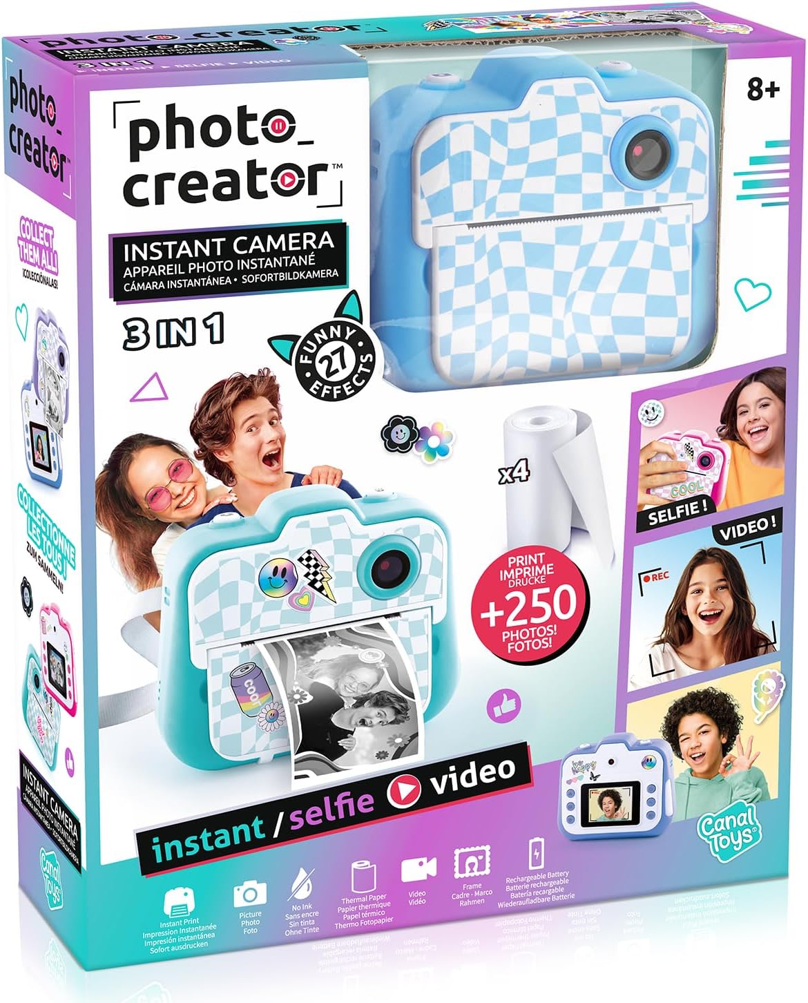 Canal Toys - Photo Creator - Turquoise Instant Print Camera for Kids 8+ - Selfie & Video Camera - Inkless Print on Thermal Paper - Gift Idea - CLK 001T