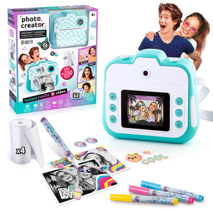 Canal Toys - Photo Creator - Turquoise Instant Print Camera for Kids 8+ - Selfie & Video Camera - Inkless Print on Thermal Paper - Gift Idea - CLK 001T