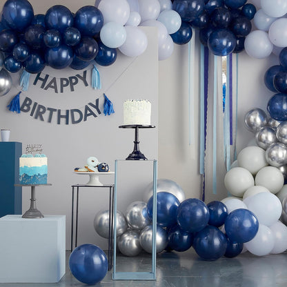 Ginger Ray Candela per torta di compleanno alta blu sottile marmo con supporti confezione da 12,18 cm