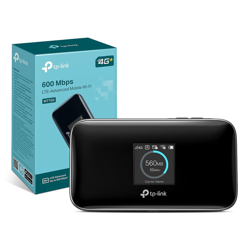 TP-Link M7750 4G+ Cat12 LTE Router with Sim Slot,Dual Band Mobile WiFi Router,600Mbps Portable WiFi,Plug and Play MIFI,Screen Display,Long Battery Life,Micro SD card Storage,APP Control,Compact design