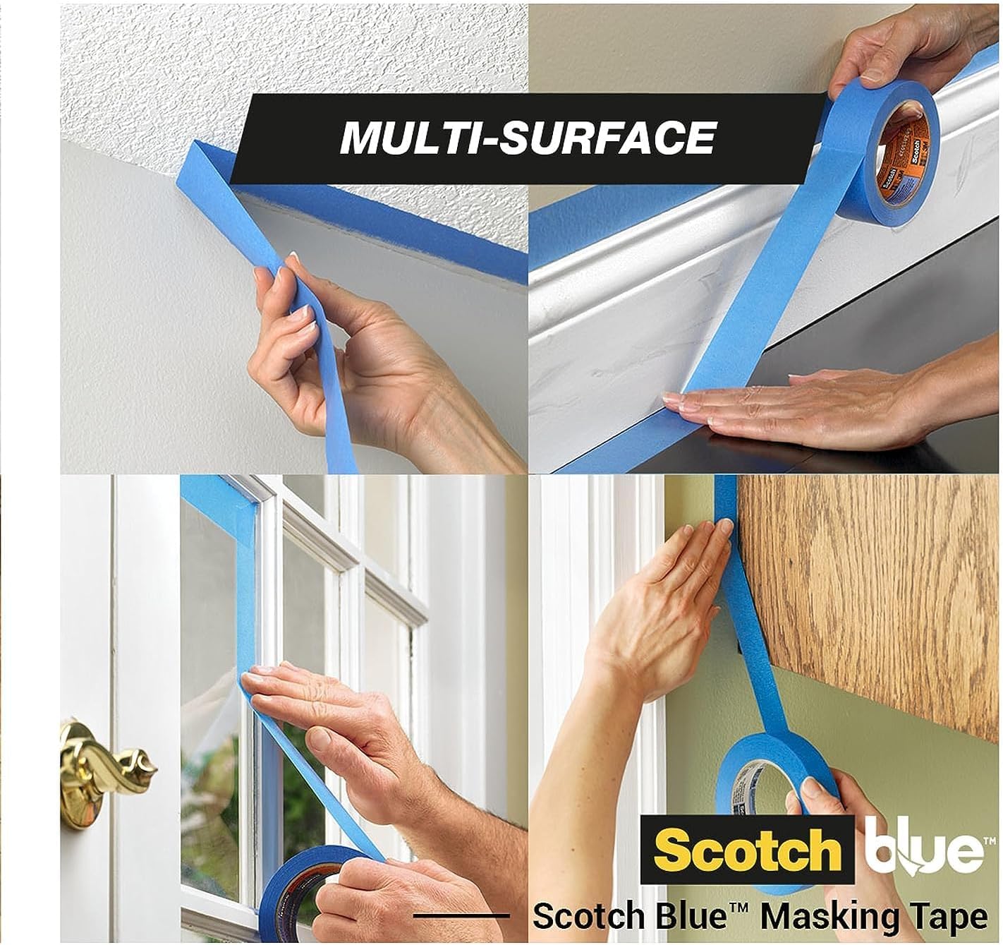 ScotchBlue Multi-Surface Masking Tape, 6 Rolls, 36 mm x 41 m - Scotch Adhesive Blue Painters Tape, For Painting and Decorating, Indoor & Outdoor, Sticks Well, 70% PEFC
