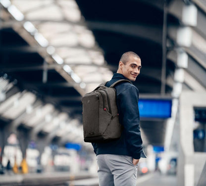Wenger MX ECO Professional laptop backpack with tablet pocket, notebook up to 16 inches, tablet of up to 10 inches, organizer, 20 L, for men and women, office, business travel or uni, black, 612261