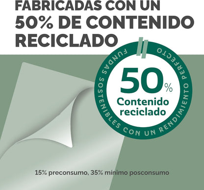 Fellowes Fundas plastificar A5, pack de 100, acabado mate, uso ocasional 75/80 micras, 50% contenido reciclado, fundas plastificar para profesores y oficinas