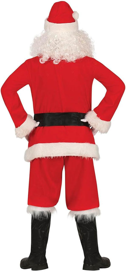 Santa Claus Kostüm für Erwachsene - Jacke, Gürtel, Stiefelüberzieher, Mütze, Handschuhe und Hose - Clown Kostüme für Neujahr und Silvester - Ideal für Herren - Rot und Weiß