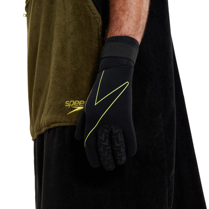 Speedo Open Water Neoprene Swim Gloves (Black/Fluo Yellow, Small)