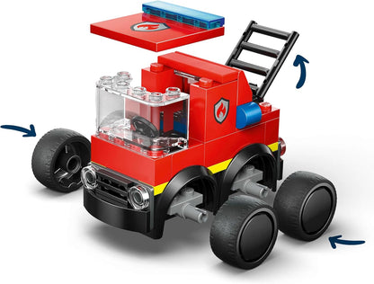 LEGO City Rides – Fire Engine Toy - Emergency Vehicles Building Set w/a Firefighter Junior Minifigure - Party Bag Fillers - Small Collectible Gift for 5+ Year Old Boys - 60482