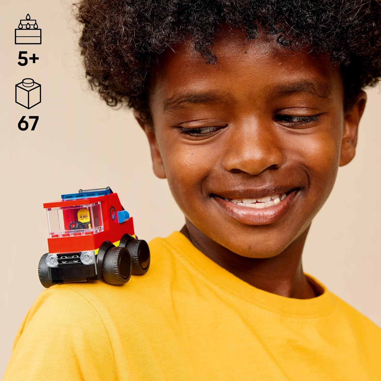 LEGO City Rides – Fire Engine Toy - Emergency Vehicles Building Set w/a Firefighter Junior Minifigure - Party Bag Fillers - Small Collectible Gift for 5+ Year Old Boys - 60482