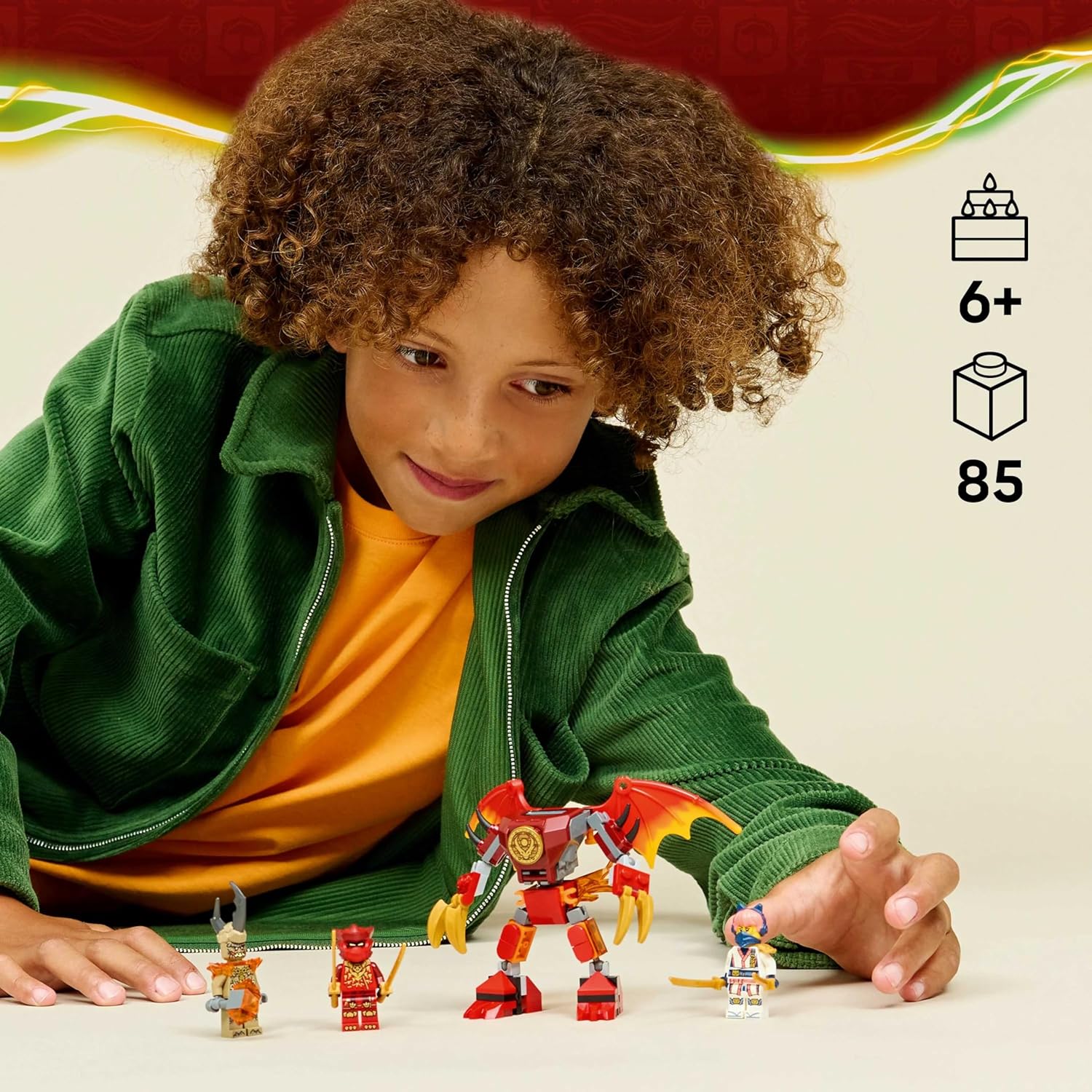LEGO NINJAGO Kai's Dragon Mech Battle Pack - Ninja Toy w/an Action Figure, 3 Minifigures & Katanas - Birthday Gift for 6+ Year Old Boys & Fans - 71851