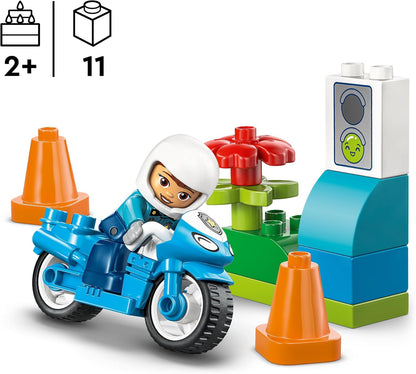 LEGO DUPLO Blue Police Motorcycle - Educational Motor Skills Toy for Toddlers - incl. a Motorbike, Officer Figure, Traffic Lights - Birthday Gift for 2+ Year Old Boys & Girls - 10471