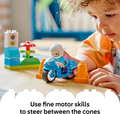 LEGO DUPLO Blue Police Motorcycle - Educational Motor Skills Toy for Toddlers - incl. a Motorbike, Officer Figure, Traffic Lights - Birthday Gift for 2+ Year Old Boys & Girls - 10471