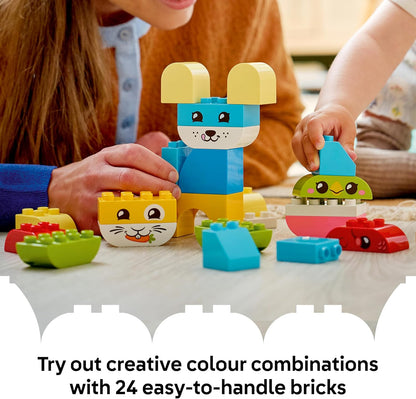 LEGO DUPLO 3 in 1 Creative Cute Pets - Educational Fine Motor Skills Toy for Toddlers - Animal Figures incl. Dog, Cat, Bird & Fish - Birthday Gift for 1+ Year Old Babies, Girls & Boys - 10477