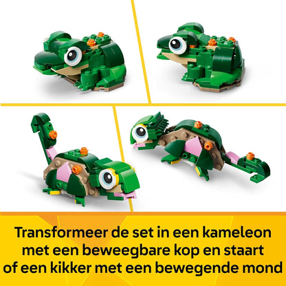 LEGO Creator 3in1 Turtle with a Water Lily Flower Toy - Animal Figure Transforms into a Chameleon or Frog - DIY Desk Decor Idea - Birthday Gift for 7+ Year Old Girls & Boys - 31377