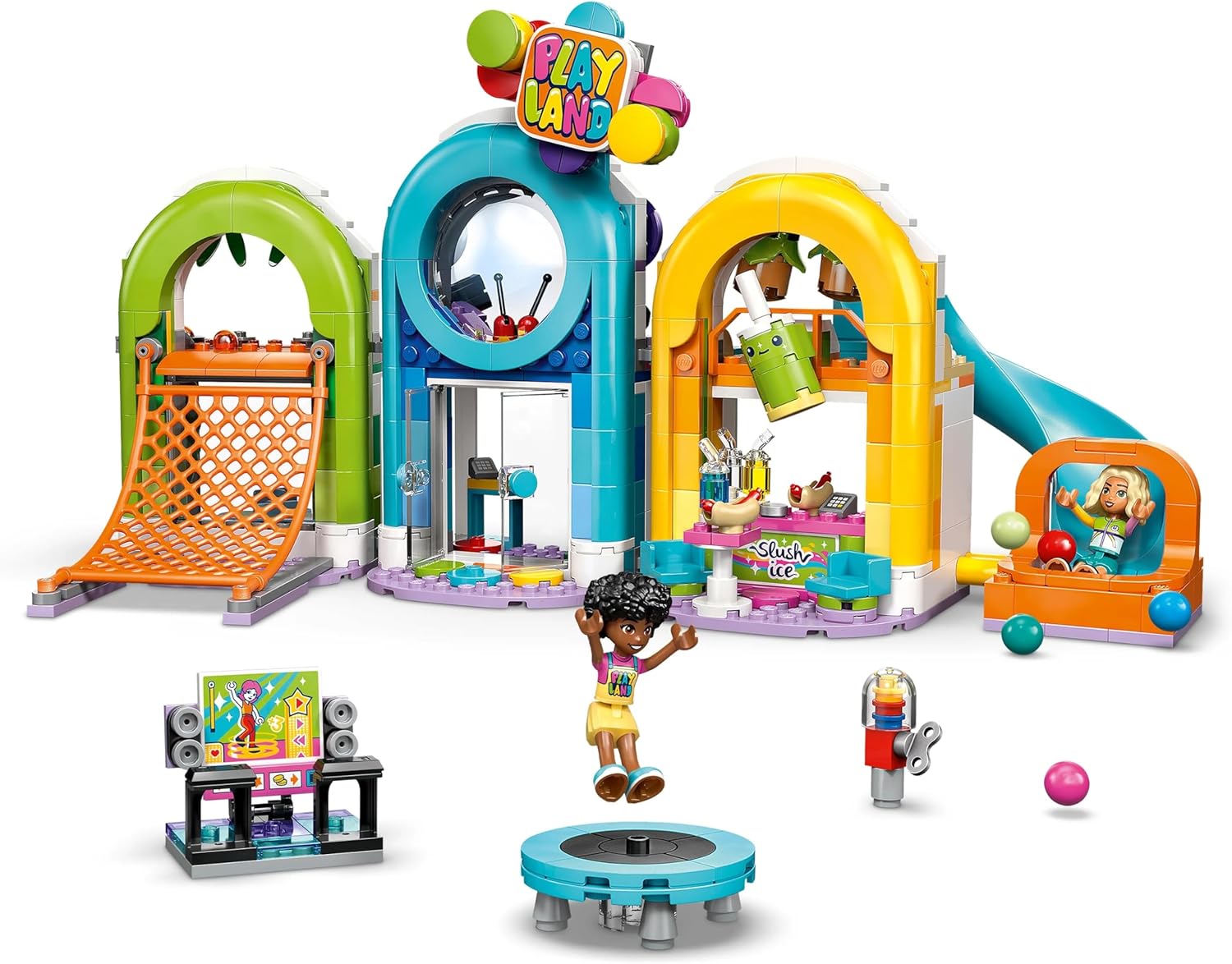 LEGO Friends Fun Indoor Playground - Creative Toy w/a Slide, Ball Pit, Roundabout, Snack Bar, 3 Mini Dolls & Accessories - Birthday Gift for 7+ Year Old Girls - 42686