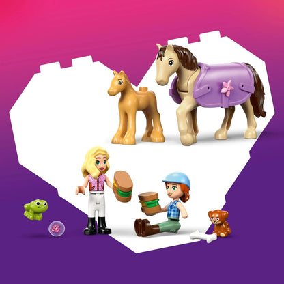 LEGO Friends Horse & Baby Foal Trailer - Horse Toy Playset w/Grooming Accessories, 4 Animal Figures, Car & 2 Mini Dolls - Birthday Gift Idea for 7+ Year Old Girls - 42695