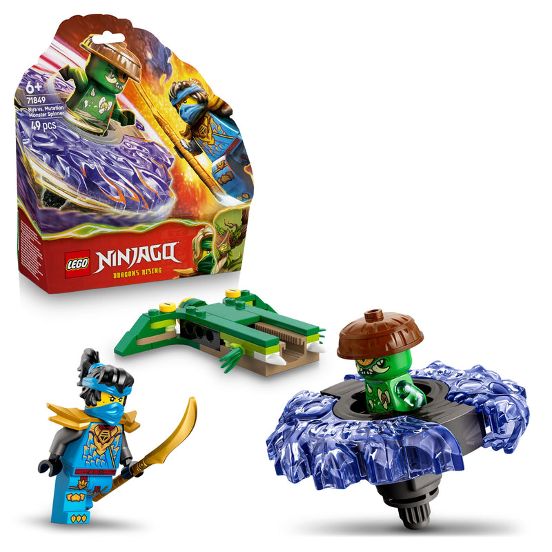 LEGO NINJAGO Nya vs. Mutation Monster Spinner - Ninja Spinning Toy w/a Launcher, Battling Tops & 2 Minifigures - Birthday Gift for 6+ Year Old Boys & Fans - 71849