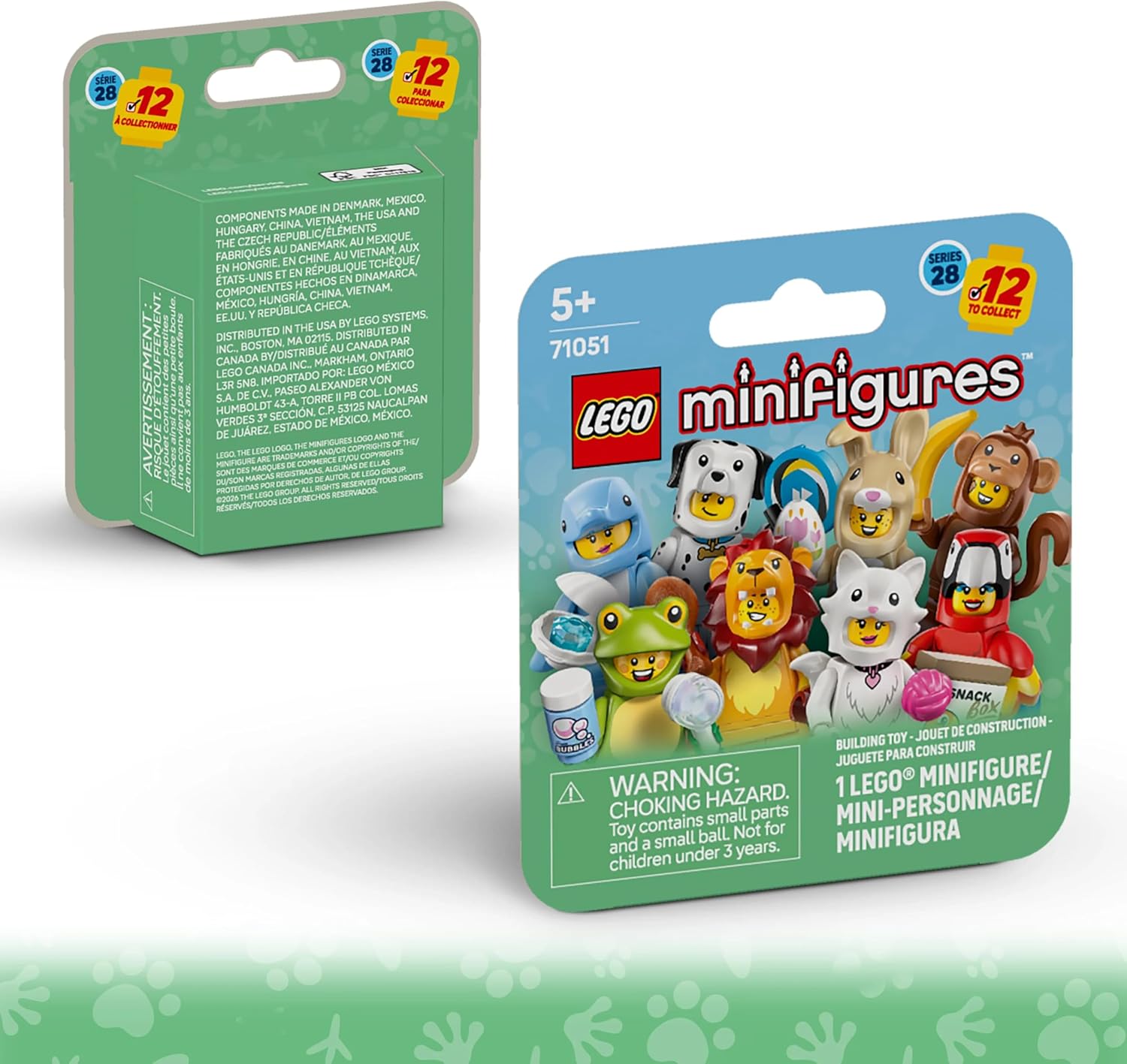LEGO Minifigures Animal Series 28 - Blind Box - Get 1 of 12 Collectible Toys - Figures incl. Lion, Bunny, Cat & Dolphin - Party Bag Fillers for 5+ Year Old Boys & Girls - 71051