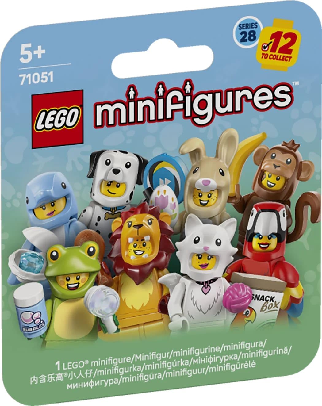 LEGO Minifigures Animal Series 28 - Blind Box - Get 1 of 12 Collectible Toys - Figures incl. Lion, Bunny, Cat & Dolphin - Party Bag Fillers for 5+ Year Old Boys & Girls - 71051