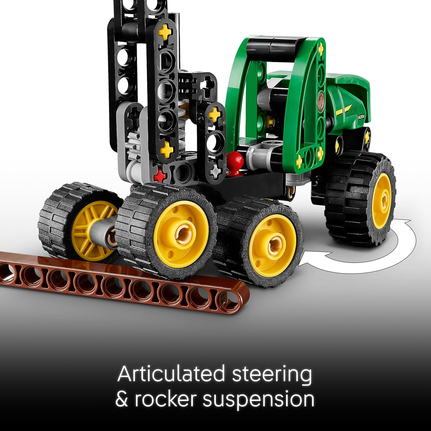 LEGO Technic John Deere 1470H Wheeled Harvester - Construction Vehicle Toy - STEM Model Kit w/a Rotating Boom & Working Claw - Gift for 7+ Year Old Boys - 42218
