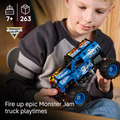 LEGO Technic Monster Jam Grave Digger Fire and Ice - Pull-Back Truck Toy - Race Car Model Kit w/Authentic Details - Birthday Gift for 7+ Year Old Boys, Girls & Fans - 42219