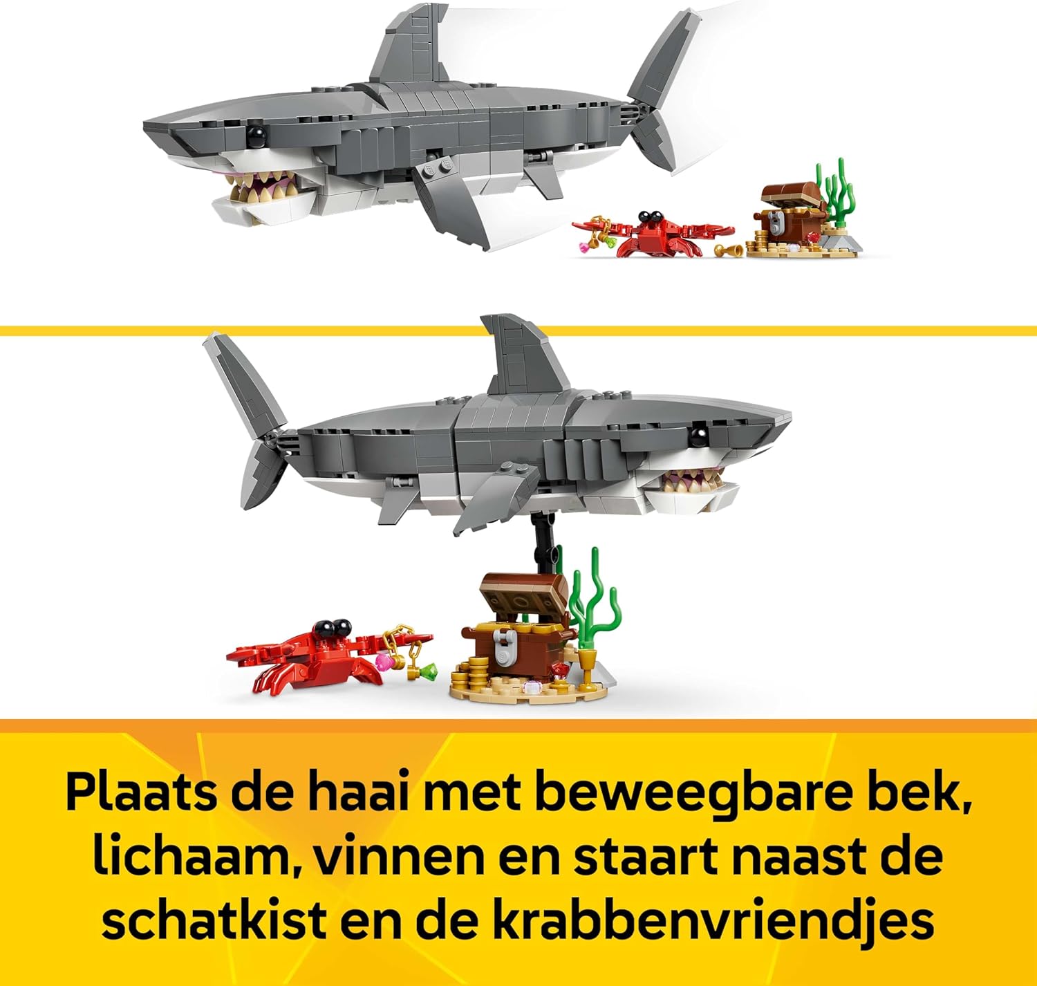 LEGO Creator 3in1 Fierce Shark with a Treasure Chest Toy - Sea Animal Figure Transforms into an Anglerfish or Manta Ray - Room Decor Idea for 8+ Year Old Boys & Girls - 31381