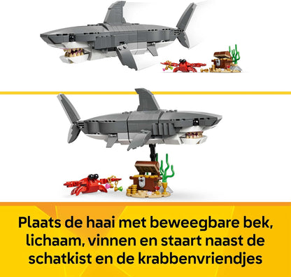 LEGO Creator 3in1 Fierce Shark with a Treasure Chest Toy - Sea Animal Figure Transforms into an Anglerfish or Manta Ray - Room Decor Idea for 8+ Year Old Boys & Girls - 31381