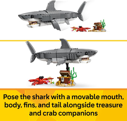 LEGO Creator 3in1 Fierce Shark with a Treasure Chest Toy - Sea Animal Figure Transforms into an Anglerfish or Manta Ray - Room Decor Idea for 8+ Year Old Boys & Girls - 31381