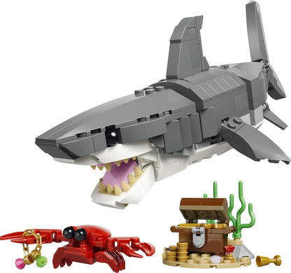 LEGO Creator 3in1 Fierce Shark with a Treasure Chest Toy - Sea Animal Figure Transforms into an Anglerfish or Manta Ray - Room Decor Idea for 8+ Year Old Boys & Girls - 31381