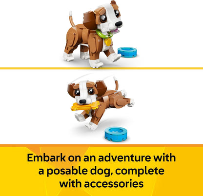 LEGO Creator 3in1 Cute Animals: Playful Puppy Dog Toy - Pet Animal Figure Transforms into a Squirrel or Duck - Creative Birthday Gift for 8+ Year Old Girls & Boys - 31382