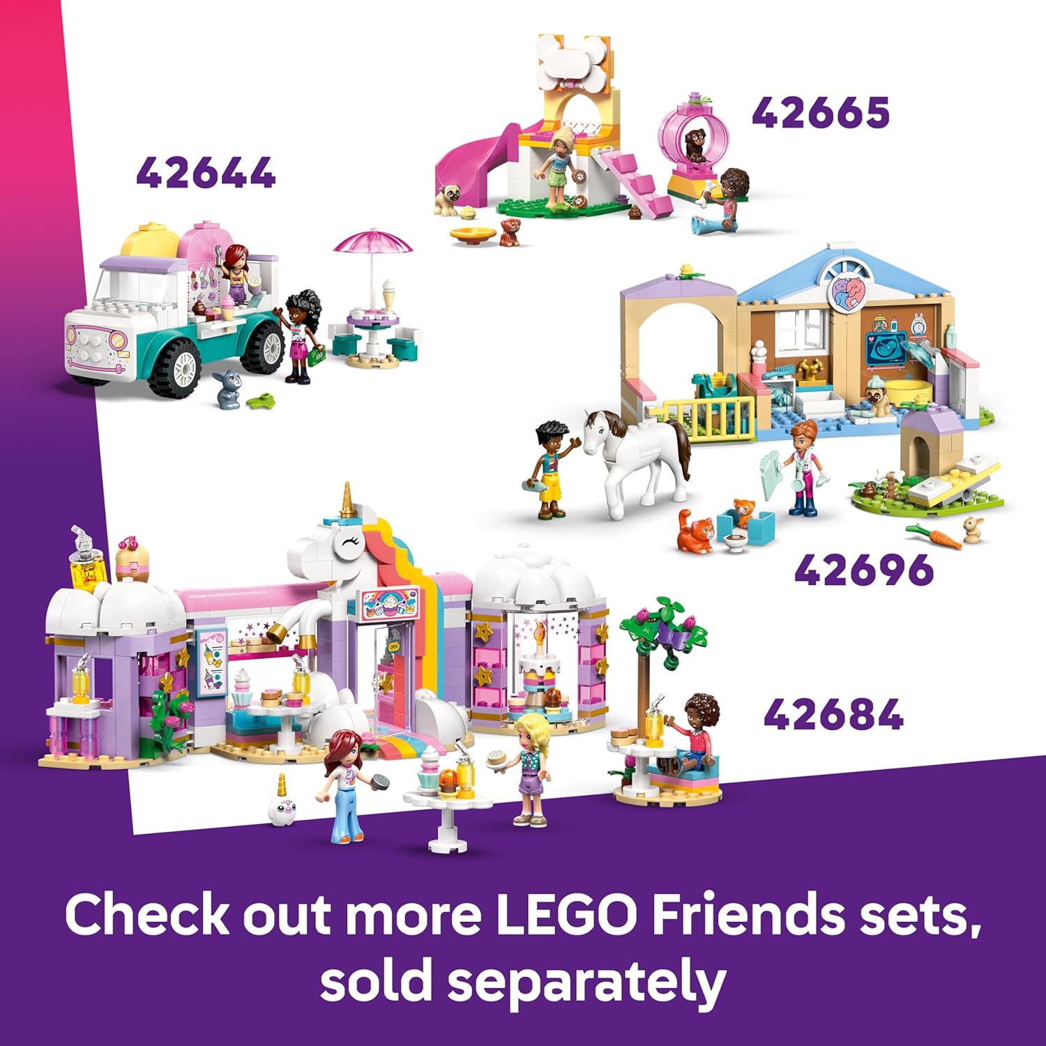 LEGO Friends Unicorn Cake Delivery Car - Educational Fine Motor Skills Toy w/ 2 Mini Dolls & Birthday Party Accessories - Gift Idea for 4+ Year Old Girls - 42675