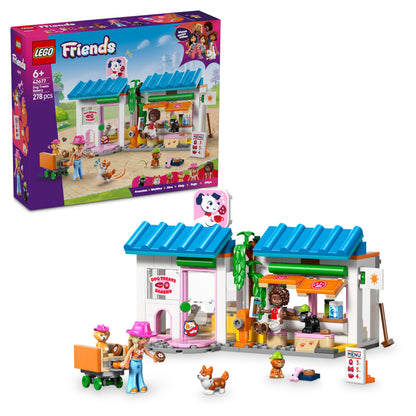LEGO Friends Dog Treats Bakery - Toy Shop w/ 2 Mini Dolls, 4 Animal Figures, Pet Carrier and Play Food Accessories - Birthday Gift Idea for 6+ Year Old Girls - 42677
