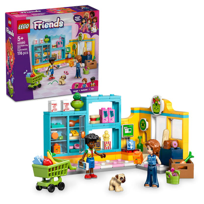 LEGO Friends Heartlake City Mini Supermarket - Toy Shop w/ 2 Mini Dolls, Pet Dog Figure, Cash Register & Play Food Accessories - Birthday Gift for 5+ Year Old Girls - 42680