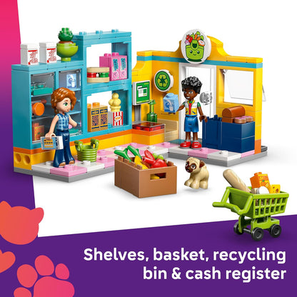 LEGO Friends Heartlake City Mini Supermarket - Toy Shop w/ 2 Mini Dolls, Pet Dog Figure, Cash Register & Play Food Accessories - Birthday Gift for 5+ Year Old Girls - 42680