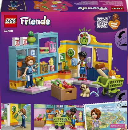 LEGO Friends Heartlake City Mini Supermarket - Toy Shop w/ 2 Mini Dolls, Pet Dog Figure, Cash Register & Play Food Accessories - Birthday Gift for 5+ Year Old Girls - 42680