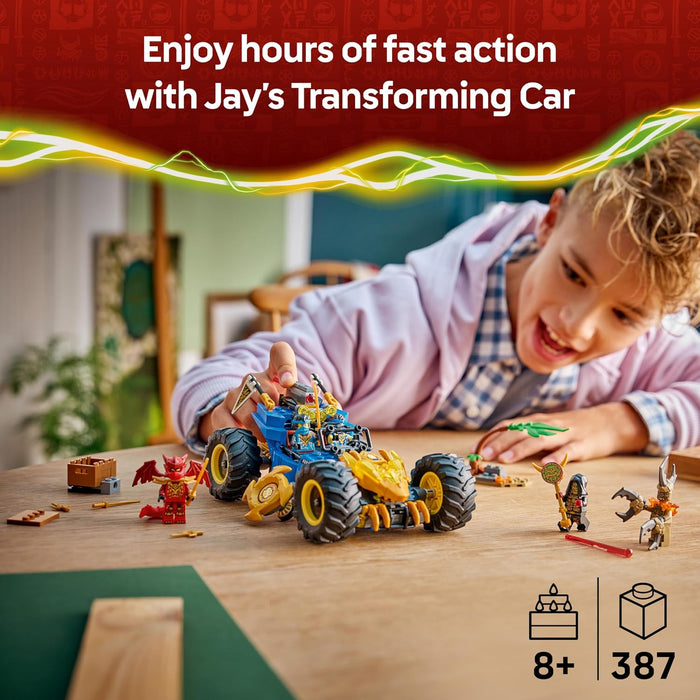 LEGO NINJAGO 2in1 Jay's Transforming Car Toy - Ninja Truck w/ 5 Minifigures incl. Kai & Nya plus Shurikens & Swords - Birthday Gift for 8+ Year Old Boys & Fans - 71856