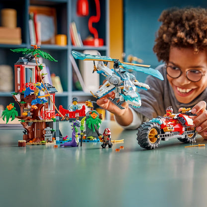 LEGO NINJAGO Ninja Vehicle Tree House Battle - Action Toy w/a Motorbike, Helicopter, 6 Minifigures & Swords - Gift for 7+ Year Old Boys & Fans - 71857