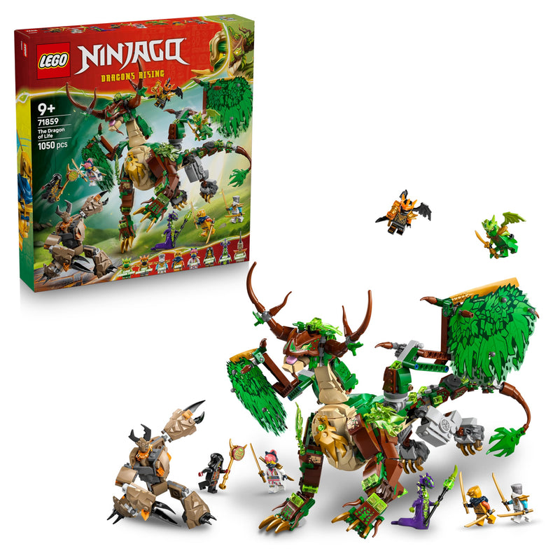 LEGO NINJAGO The Dragon of Life - Ninja Toy w/a Dragon Figure, Mini Monster Mech, 8 Minifigures and Swords - Birthday Gift for 8+ Year Old Boys & Fans - 71859