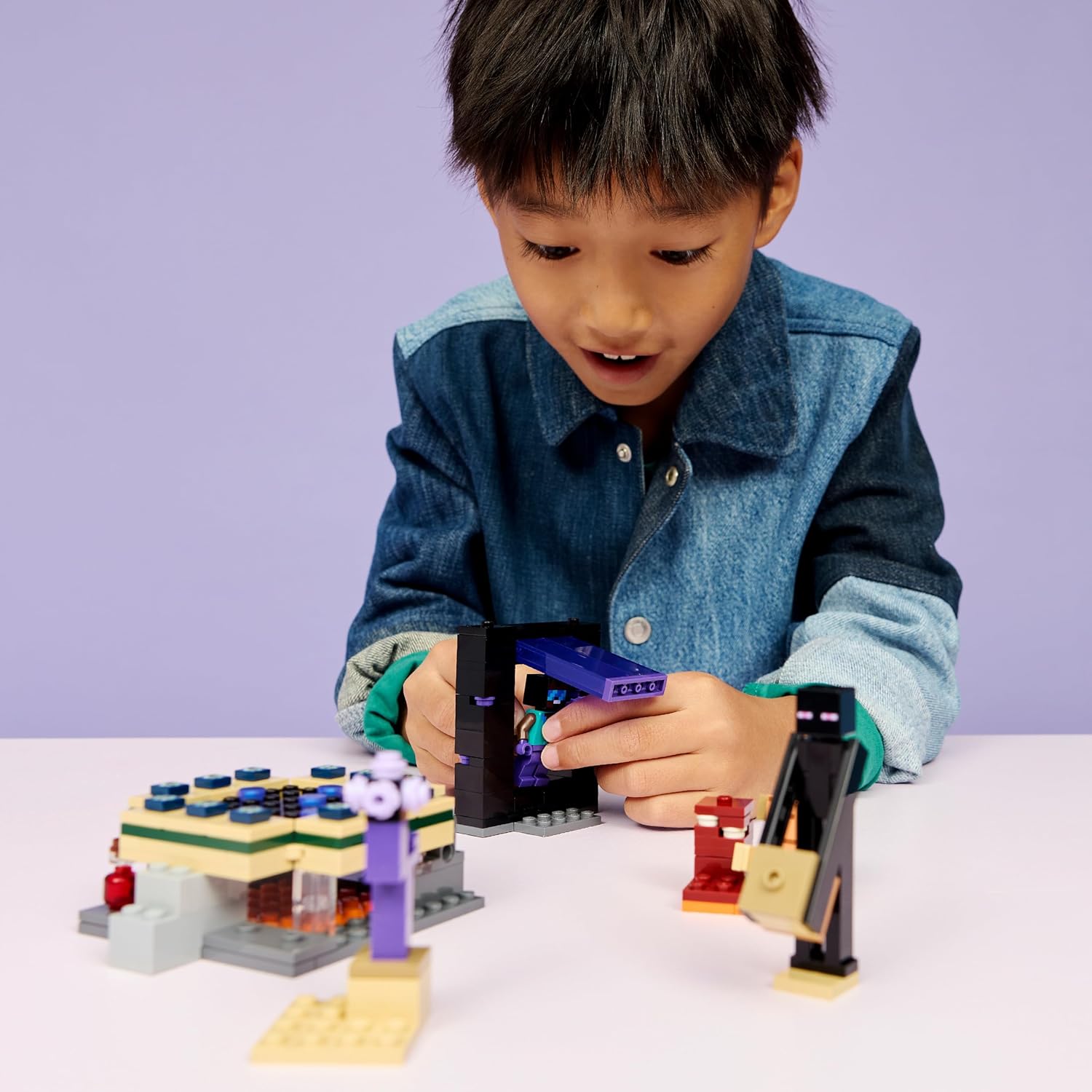 LEGO Minecraft Nether & End Portal Journey - Building Toy w/a Cool Hero, Enderman & Baby Hoglin Mob Figures - Gaming Gift for 7+ Year Old Boys & Girls - 21584
