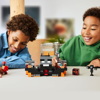 LEGO Minecraft Wither Battle - Interactive Toy with Crimson Warrior, Strider, Magma Cube & 2 Wither Skeleton Mob Figures - Gamer Gift for 8+ Year Old Boys & Girls - 21590