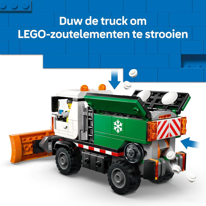 LEGO City Snowplough Truck Toy - Model Kit w/a Minifigure, Tools & Gritter Function - Birthday Gift Idea for 6+ Year Old Boys & Engineering Fans - 60490