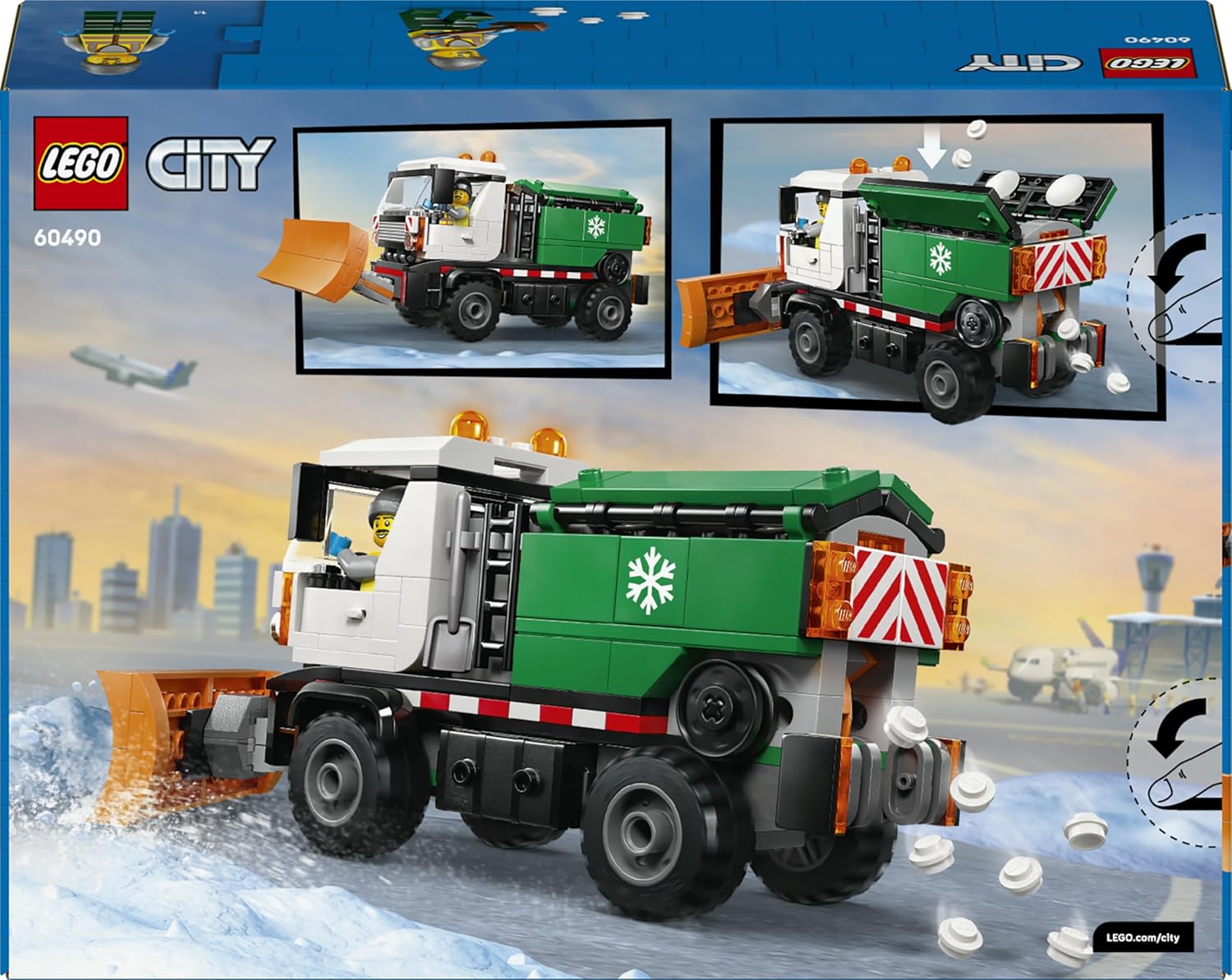LEGO City Snowplough Truck Toy - Model Kit w/a Minifigure, Tools & Gritter Function - Birthday Gift Idea for 6+ Year Old Boys & Engineering Fans - 60490