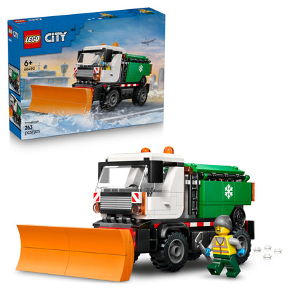 LEGO City Snowplough Truck Toy - Model Kit w/a Minifigure, Tools & Gritter Function - Birthday Gift Idea for 6+ Year Old Boys & Engineering Fans - 60490