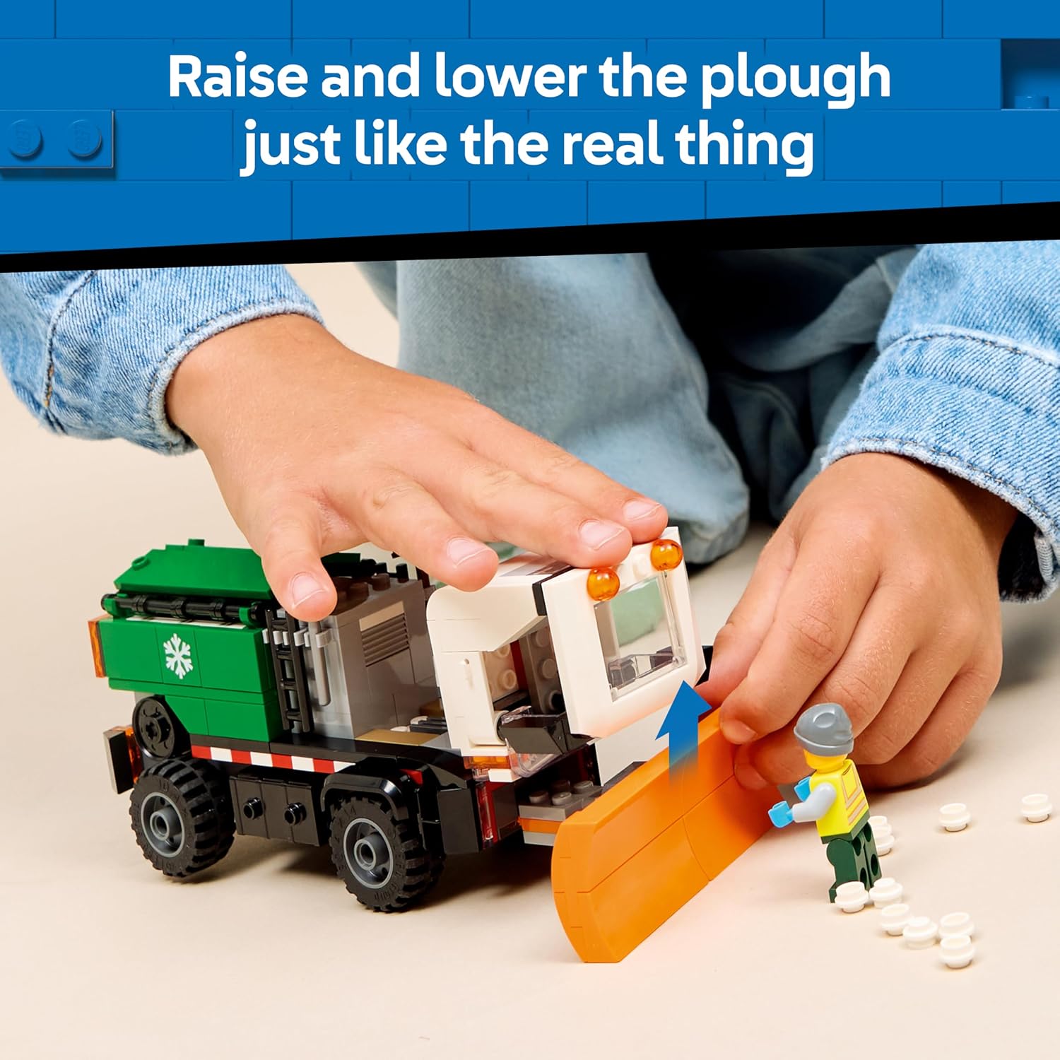 LEGO City Snowplough Truck Toy - Model Kit w/a Minifigure, Tools & Gritter Function - Birthday Gift Idea for 6+ Year Old Boys & Engineering Fans - 60490